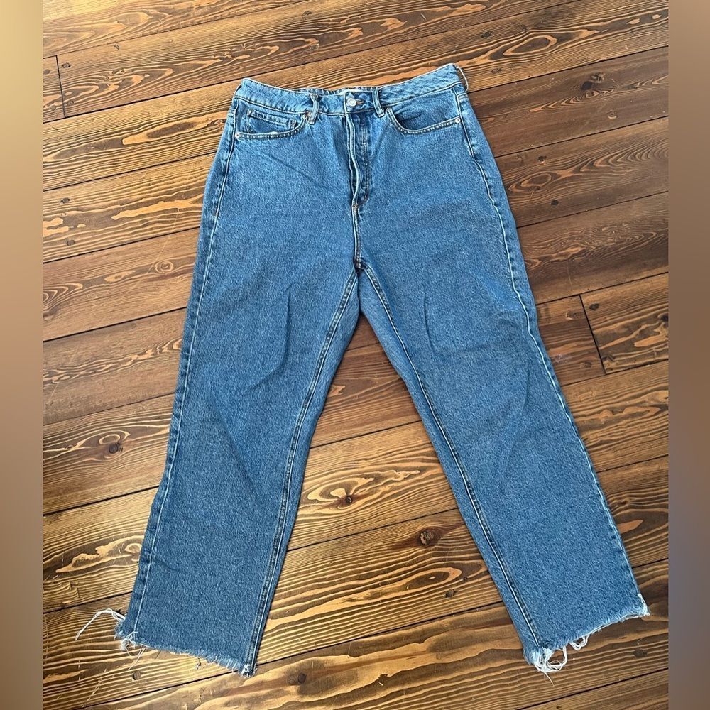 Dynamite Gisele straight leg button-fly cut off jean